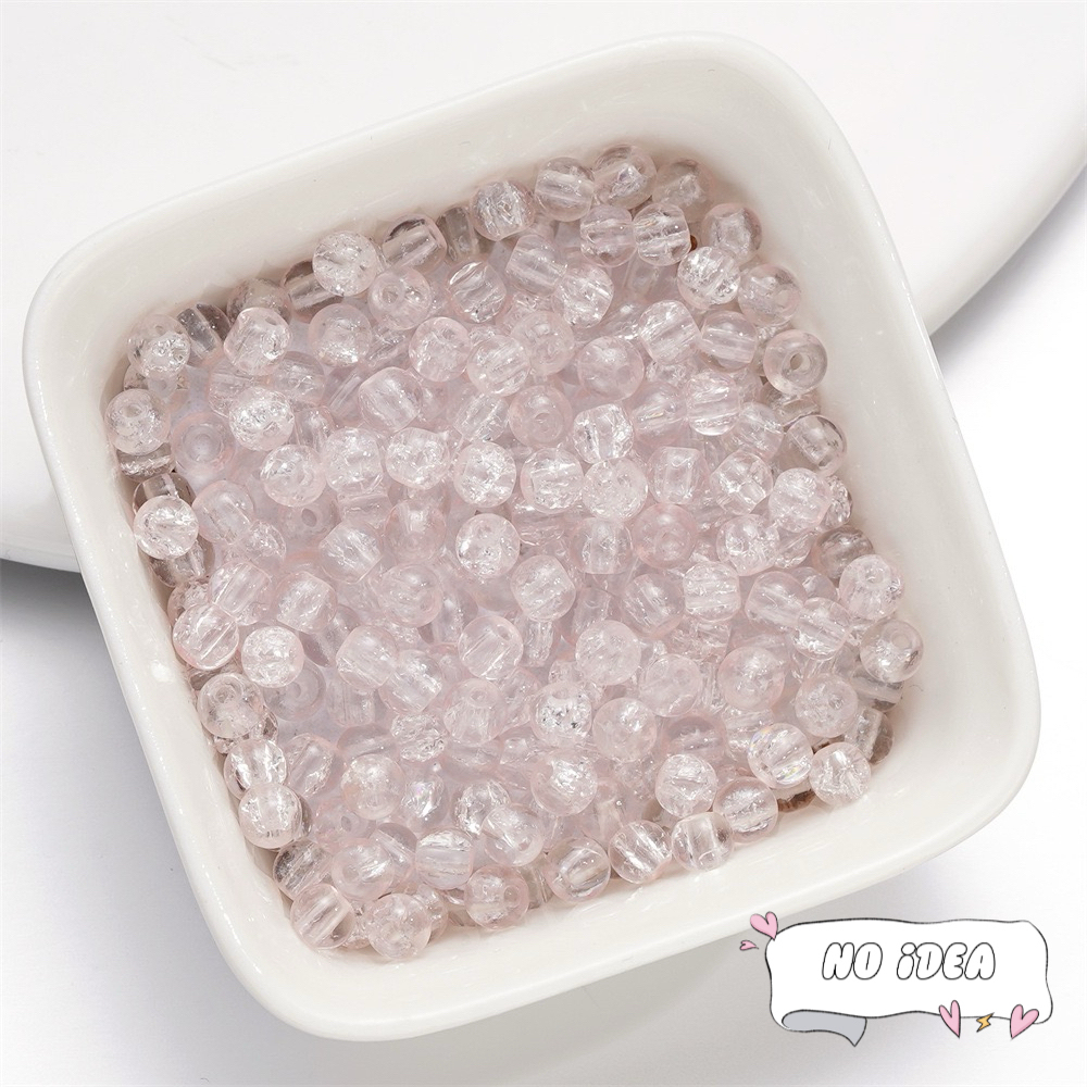 4mm Jade Glass Beads - 50pcs Icy Crackle Beads for Jewelry making, Macrame Accents