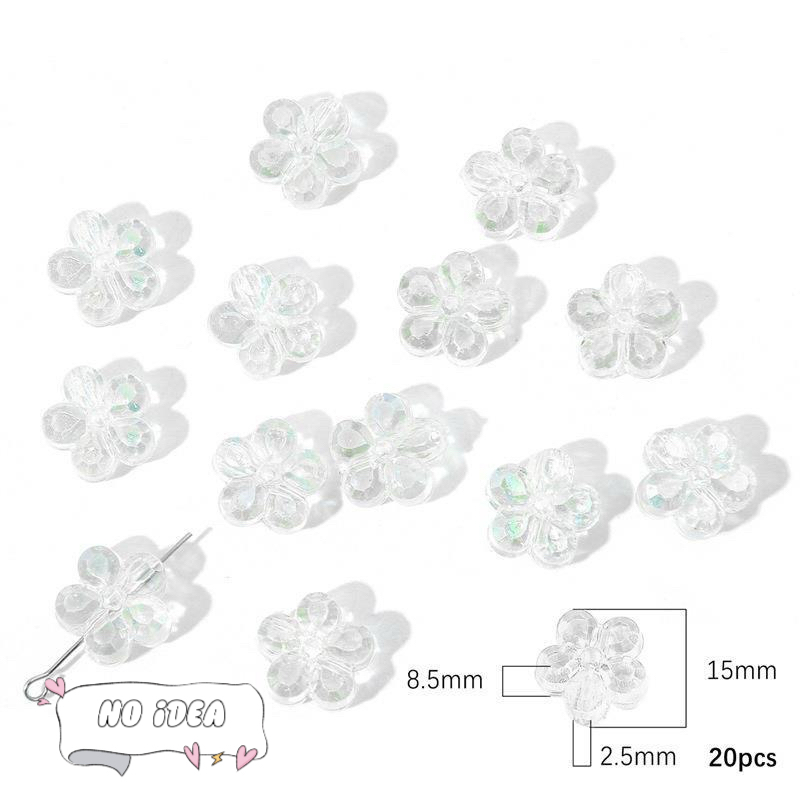 15mm Acrylic Iridescent Flower Spacer Beads - 20pcs DIY Craft Beads for Jewelry Making, 2.5mm Large Hole