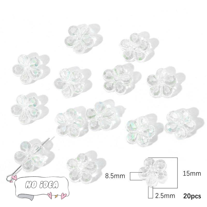 15mm Acrylic Iridescent Flower Spacer Beads - 20pcs DIY Craft Beads for Jewelry Making, 2.5mm Large Hole