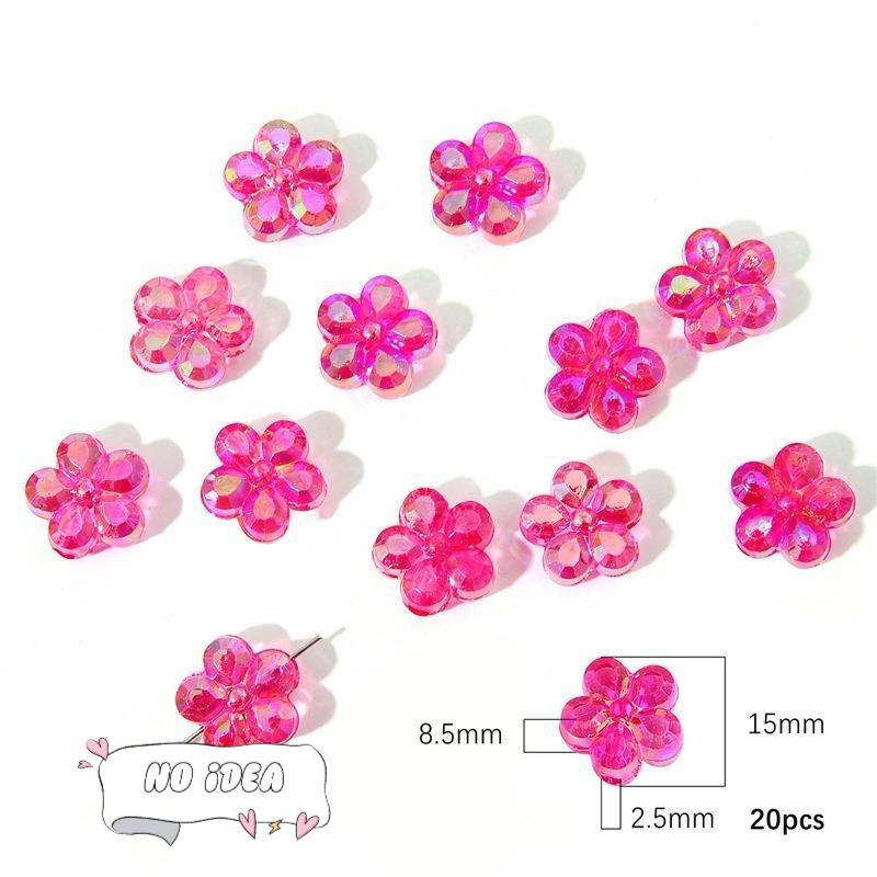 15mm Acrylic Iridescent Flower Spacer Beads - 20pcs DIY Craft Beads for Jewelry Making, 2.5mm Large Hole