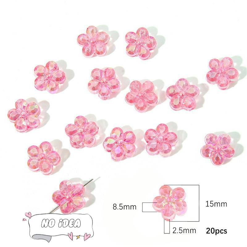 15mm Acrylic Iridescent Flower Spacer Beads - 20pcs DIY Craft Beads for Jewelry Making, 2.5mm Large Hole