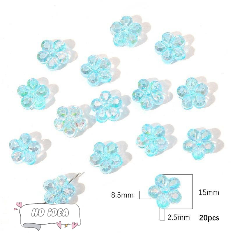 15mm Acrylic Iridescent Flower Spacer Beads - 20pcs DIY Craft Beads for Jewelry Making, 2.5mm Large Hole