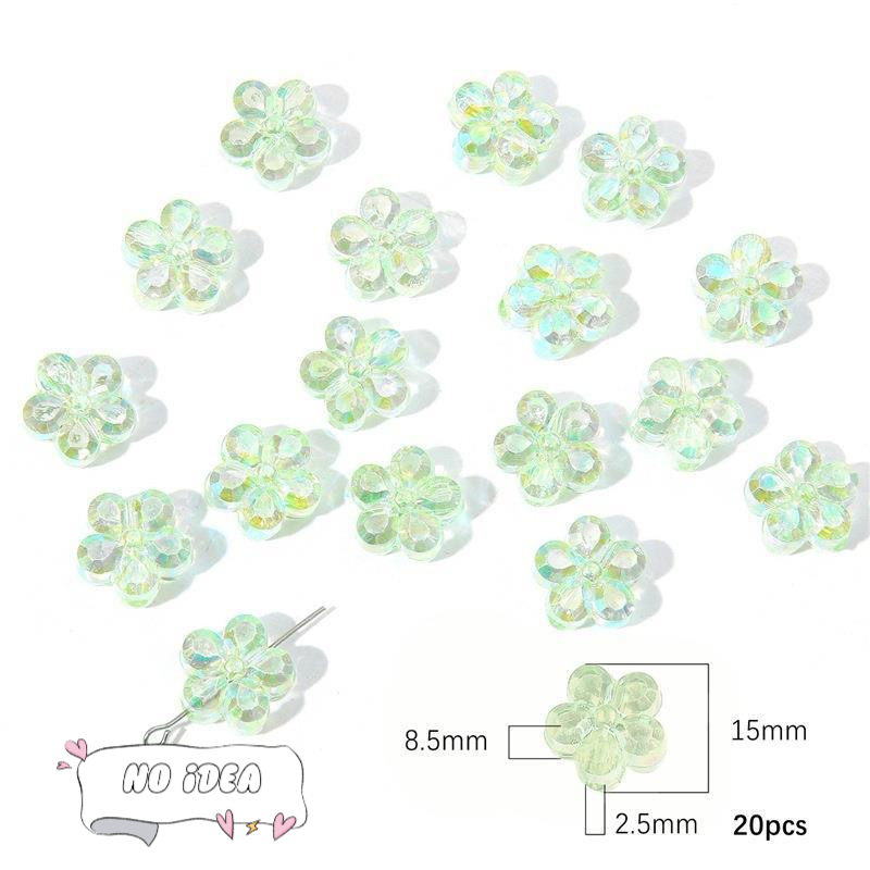 15mm Acrylic Iridescent Flower Spacer Beads - 20pcs DIY Craft Beads for Jewelry Making, 2.5mm Large Hole