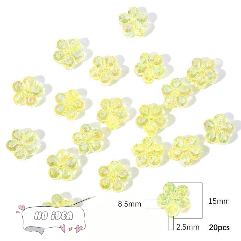 15mm Acrylic Iridescent Flower Spacer Beads - 20pcs DIY Craft Beads for Jewelry Making, 2.5mm Large Hole
