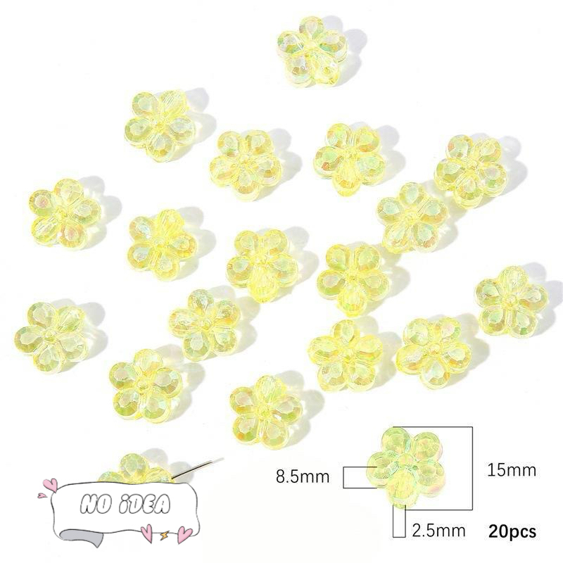 15mm Acrylic Iridescent Flower Spacer Beads - 20pcs DIY Craft Beads for Jewelry Making, 2.5mm Large Hole