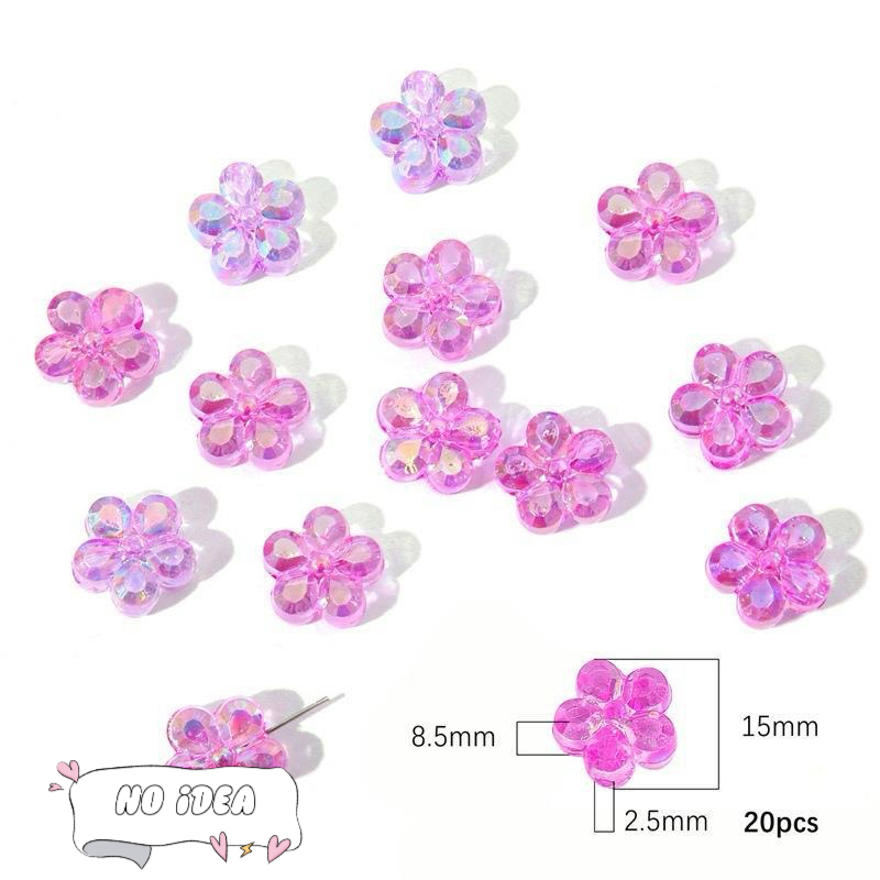 15mm Acrylic Iridescent Flower Spacer Beads - 20pcs DIY Craft Beads for Jewelry Making, 2.5mm Large Hole