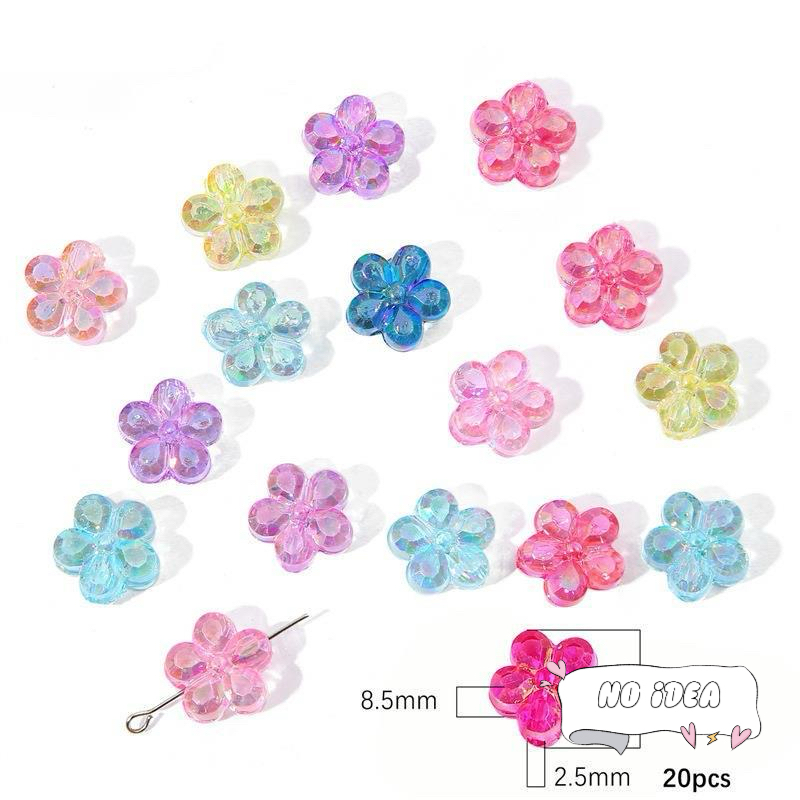 15mm Acrylic Iridescent Flower Spacer Beads - 20pcs DIY Craft Beads for Jewelry Making, 2.5mm Large Hole
