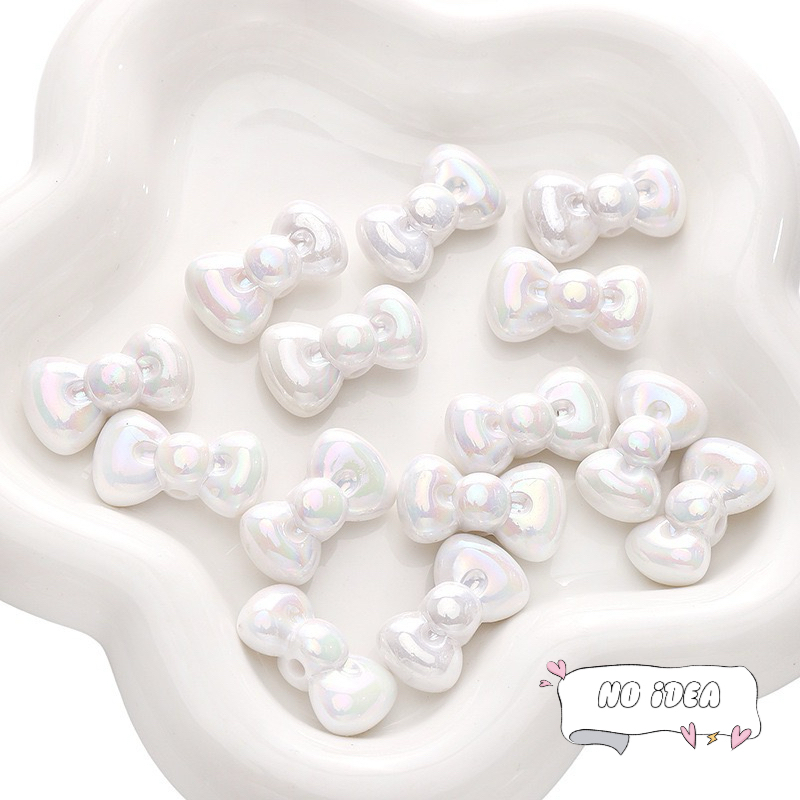 26mm Acrylic Round-Edge Bow Beads - 5pcs Large Hole Charms for DIY Jewelry Making