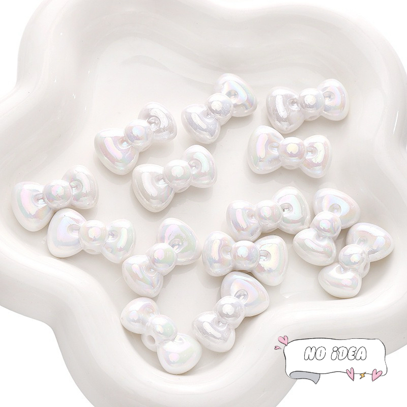 26mm Acrylic Round-Edge Bow Beads - 5pcs Large Hole Charms for DIY Jewelry Making