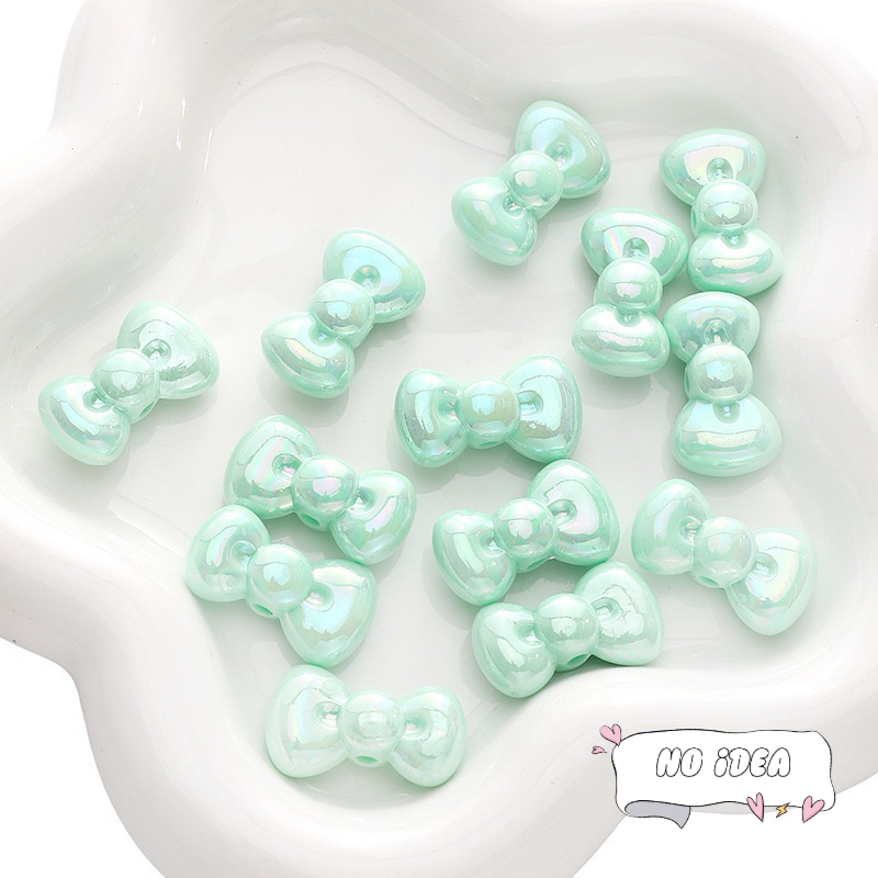 26mm Acrylic Round-Edge Bow Beads - 5pcs Large Hole Charms for DIY Jewelry Making