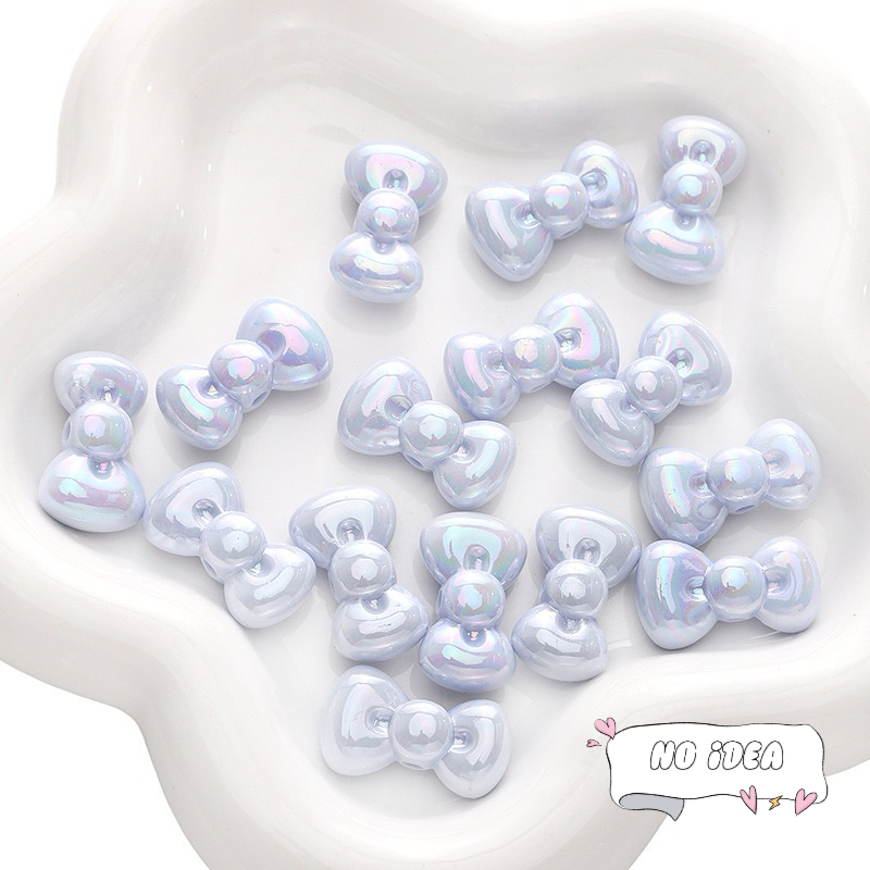 26mm Acrylic Round-Edge Bow Beads - 5pcs Large Hole Charms for DIY Jewelry Making