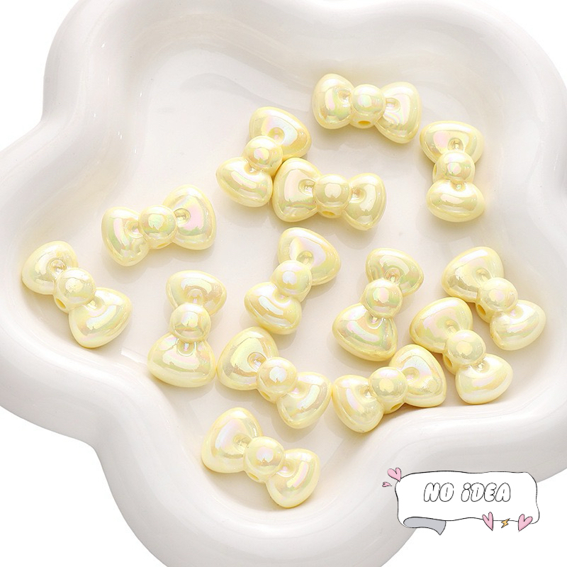 26mm Acrylic Round-Edge Bow Beads - 5pcs Large Hole Charms for DIY Jewelry Making