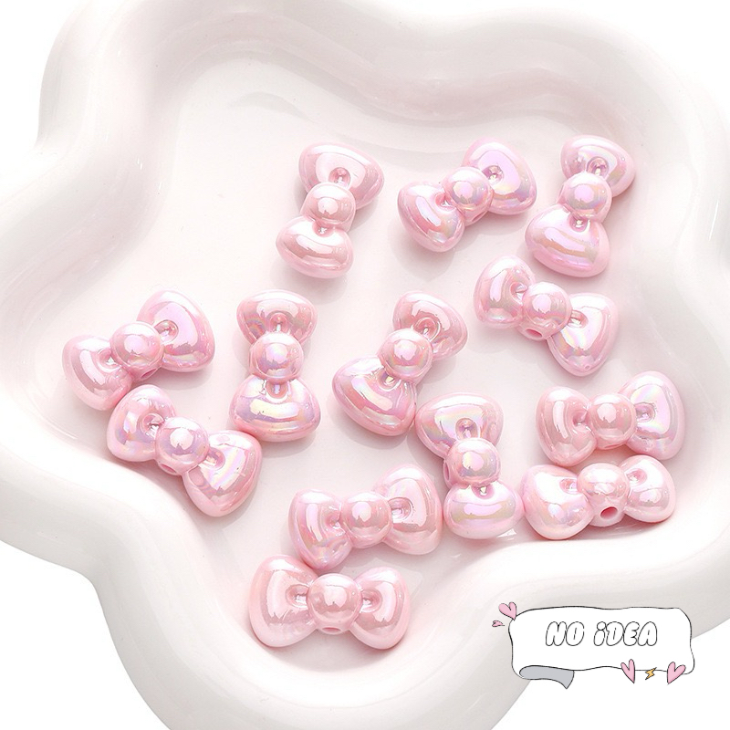 26mm Acrylic Round-Edge Bow Beads - 5pcs Large Hole Charms for DIY Jewelry Making