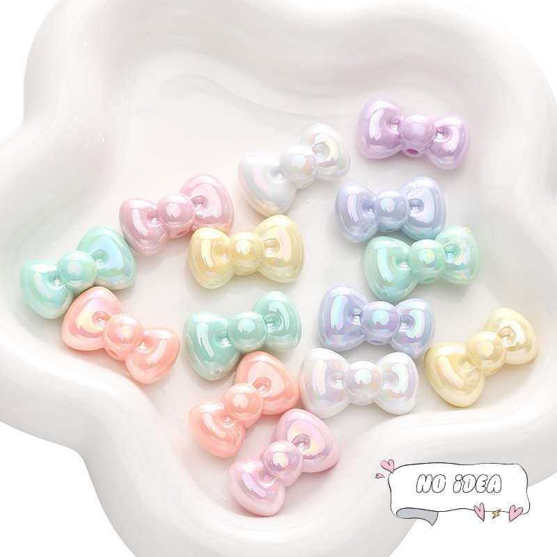 26mm Acrylic Round-Edge Bow Beads - 5pcs Large Hole Charms for DIY Jewelry Making