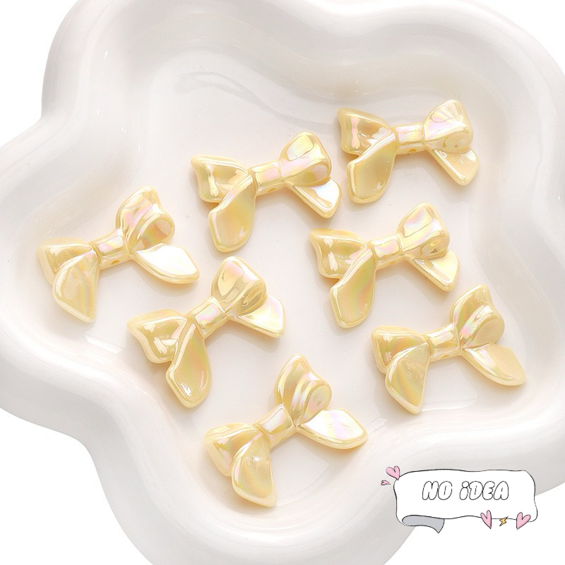 32mm Acrylic Ribbon Bow Beads - 5pcs Large Statement Charms for DIY Crafts