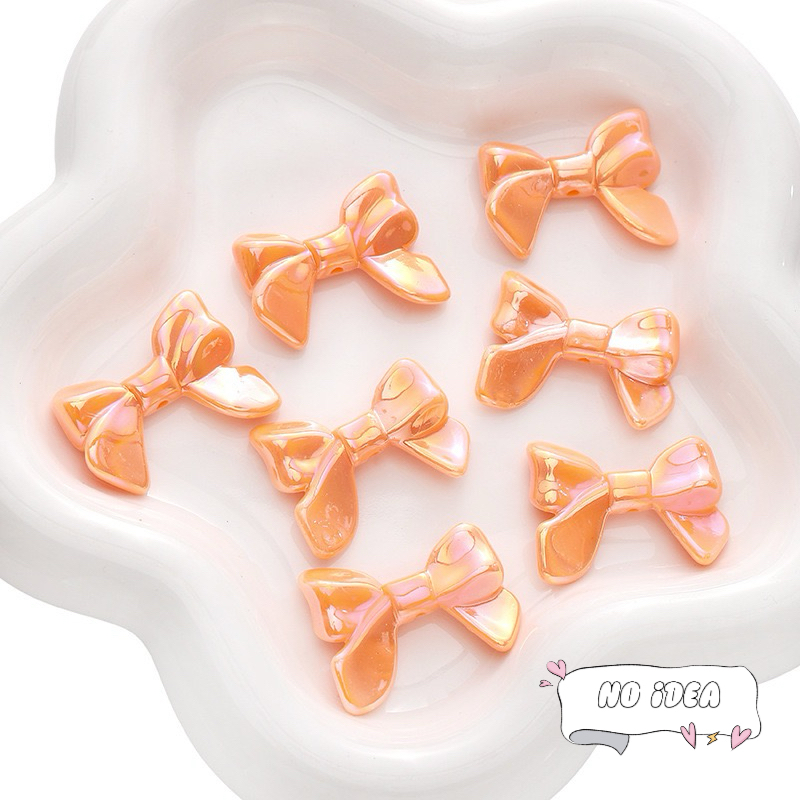 32mm Acrylic Ribbon Bow Beads - 5pcs Large Statement Charms for DIY Crafts