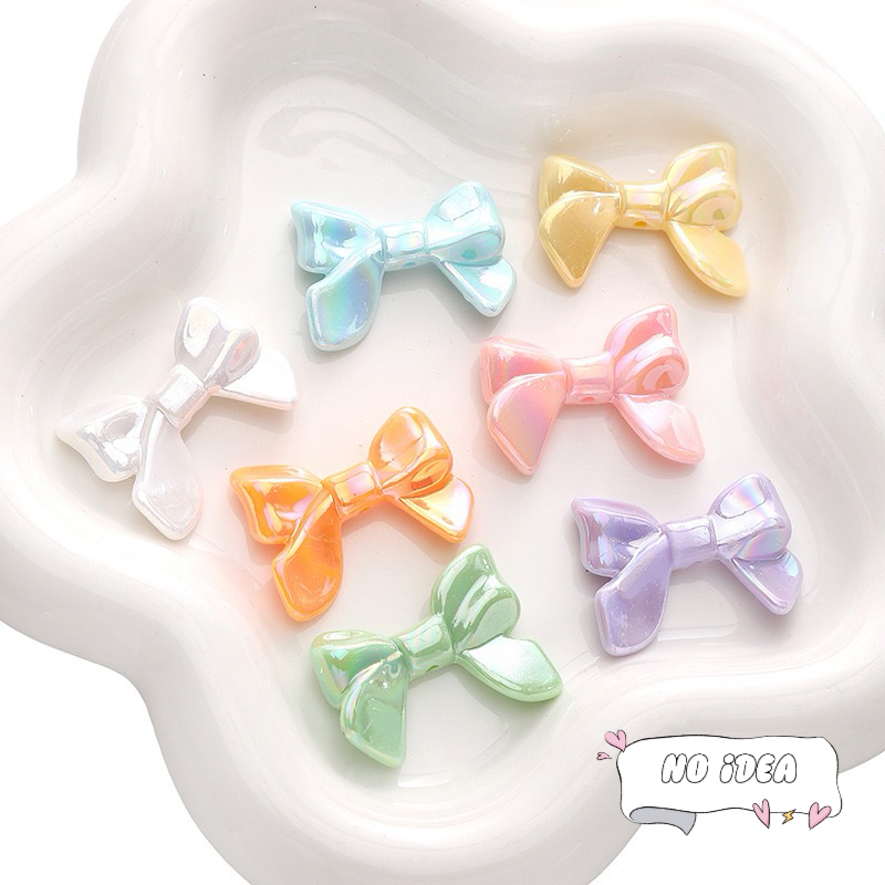 32mm Acrylic Ribbon Bow Beads - 5pcs Large Statement Charms for DIY Crafts