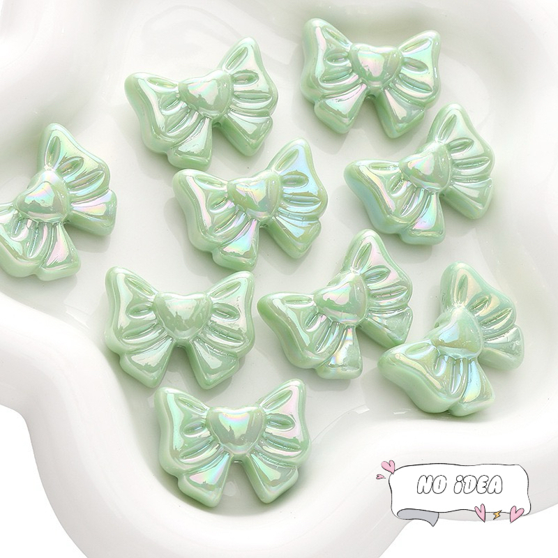 28mm Double Bow with Heart Charms - 5pcs Romantic Acrylic Beads for Jewelry Making