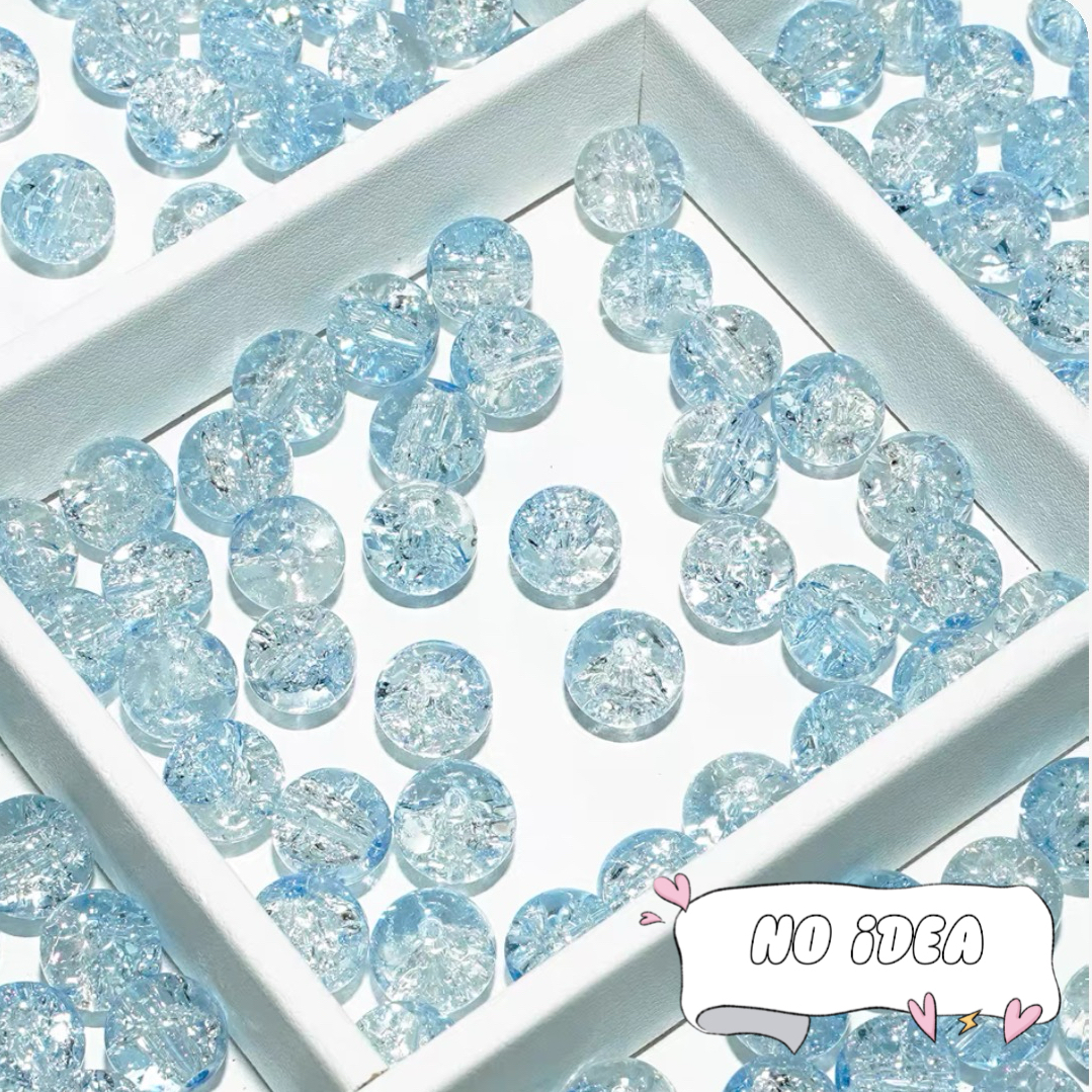 10mm Galactic Blue Ice Crackle Beads - 50pcs Space Themed Beads for Jewelry Making