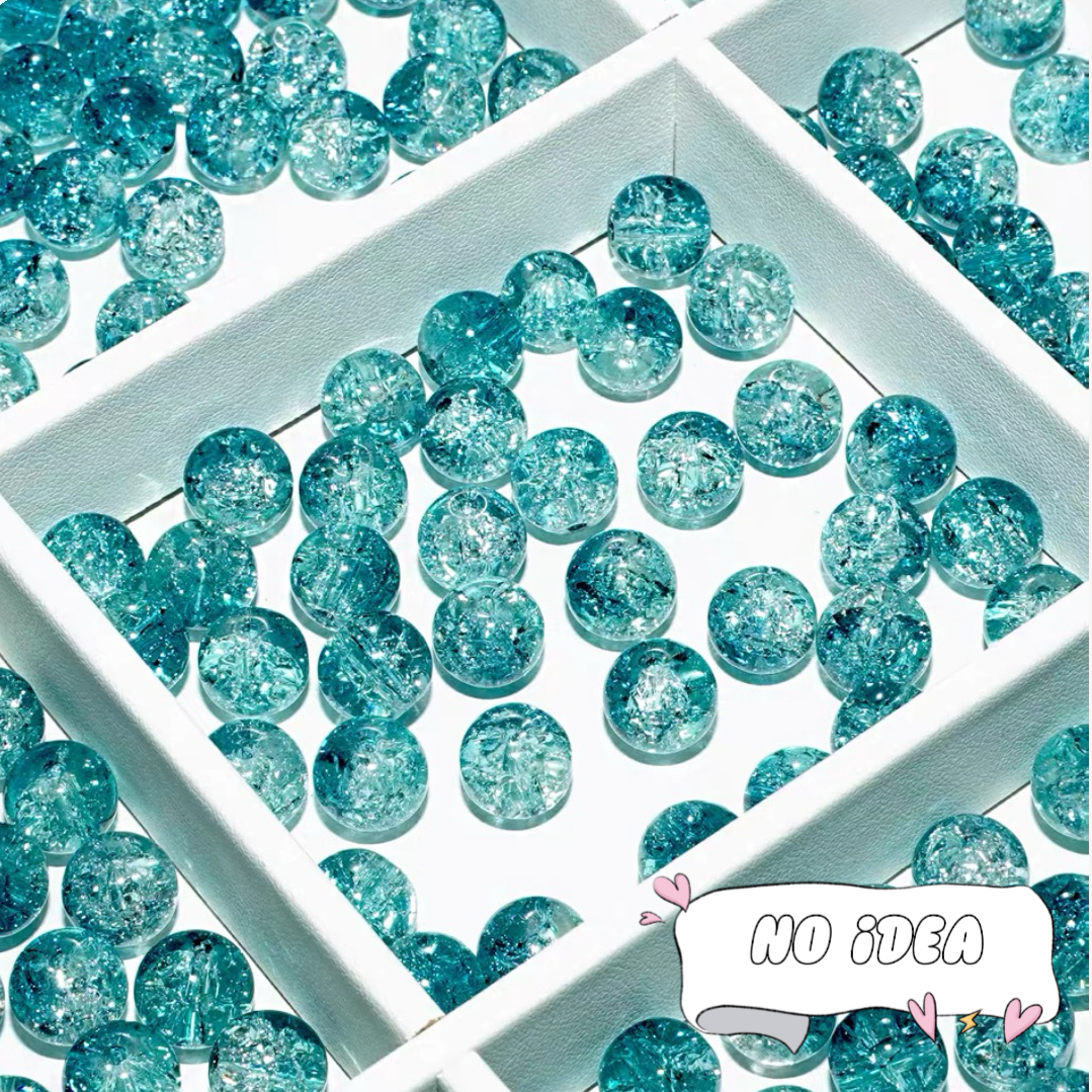 10mm Galactic Blue Ice Crackle Beads - 50pcs Space Themed Beads for Jewelry Making