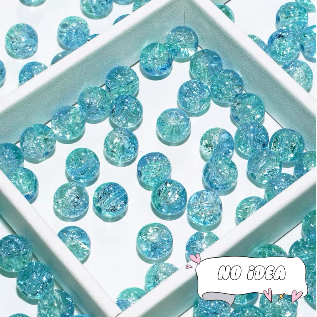 10mm Galactic Blue Ice Crackle Beads - 50pcs Space Themed Beads for Jewelry Making