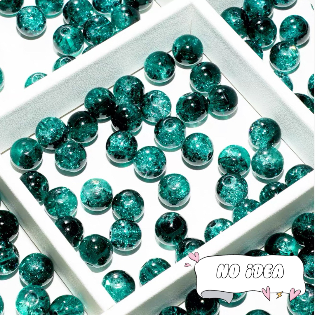 10mm Galactic Blue Ice Crackle Beads - 50pcs Space Themed Beads for Jewelry Making