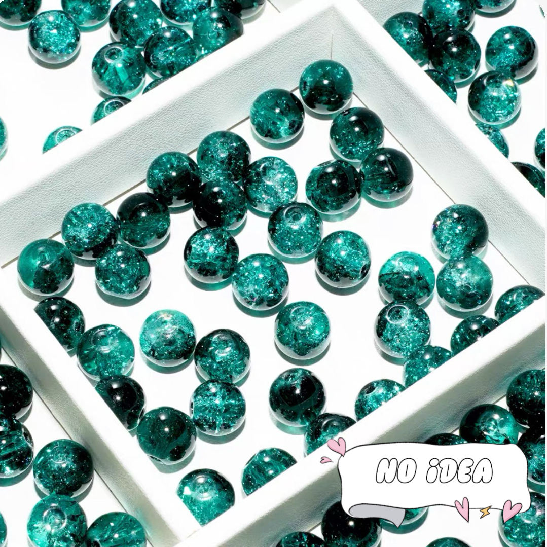 10mm Galactic Blue Ice Crackle Beads - 50pcs Space Themed Beads for Jewelry Making