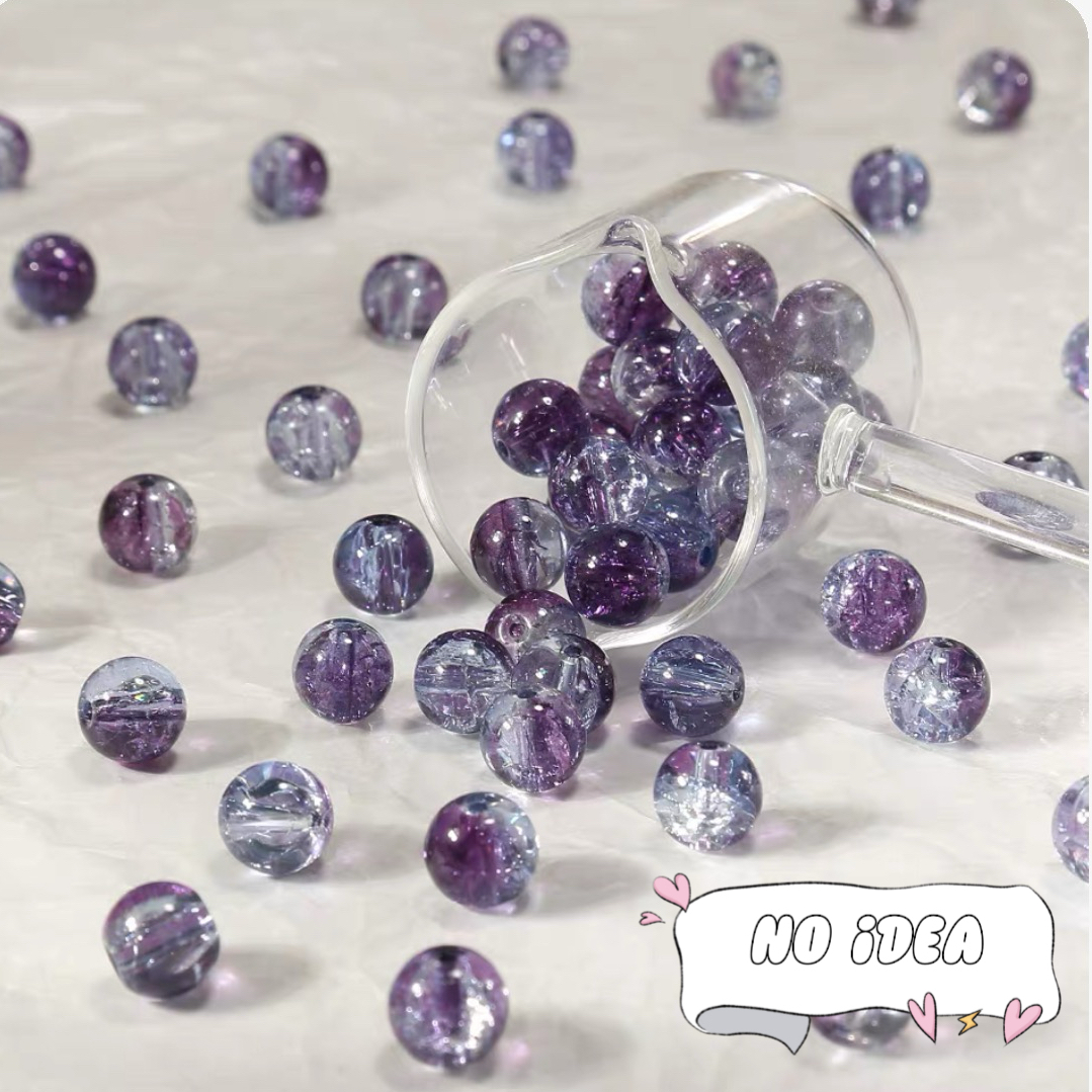 10mm Galactic Blue Ice Crackle Beads - 50pcs Space Themed Beads for Jewelry Making