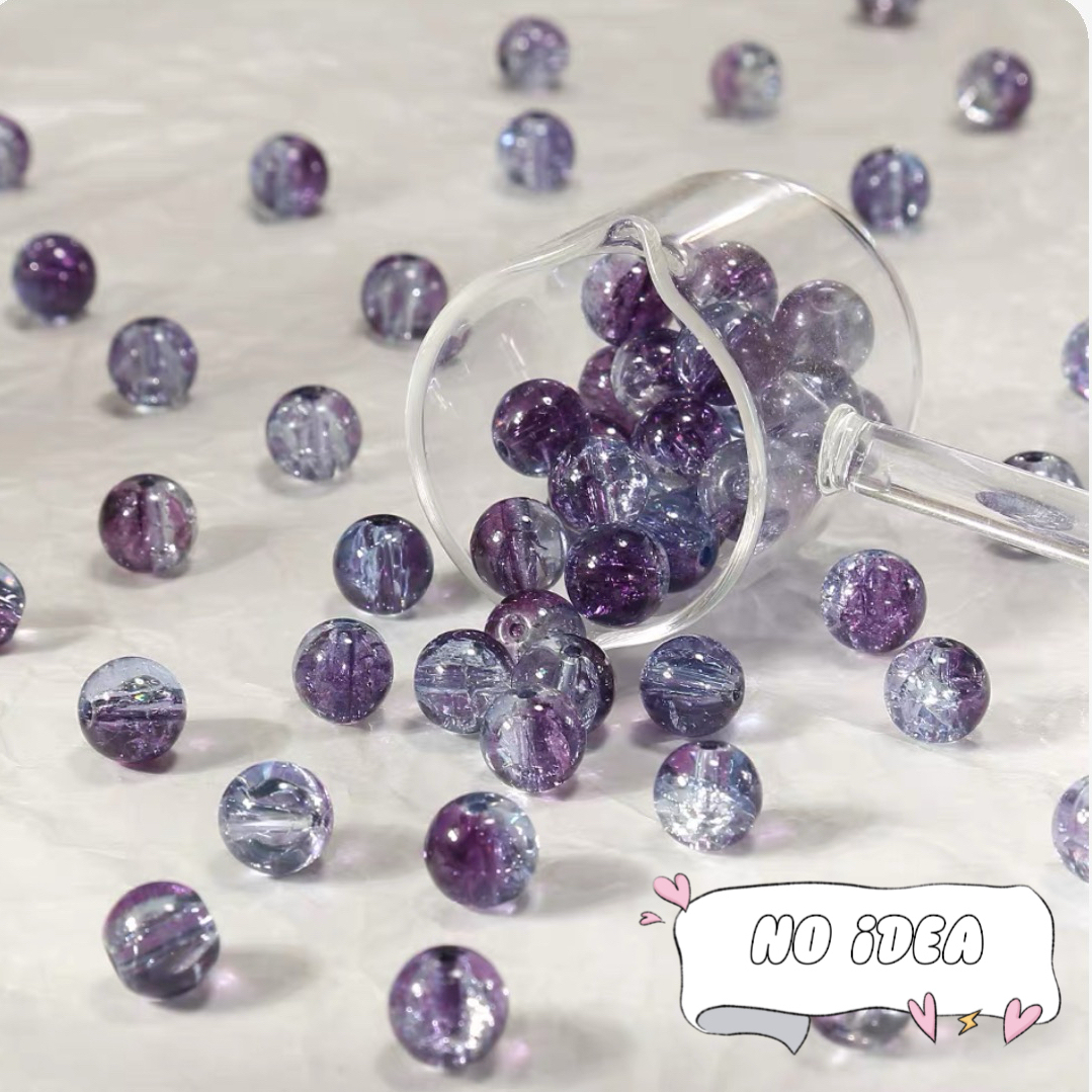 10mm Galactic Blue Ice Crackle Beads - 50pcs Space Themed Beads for Jewelry Making