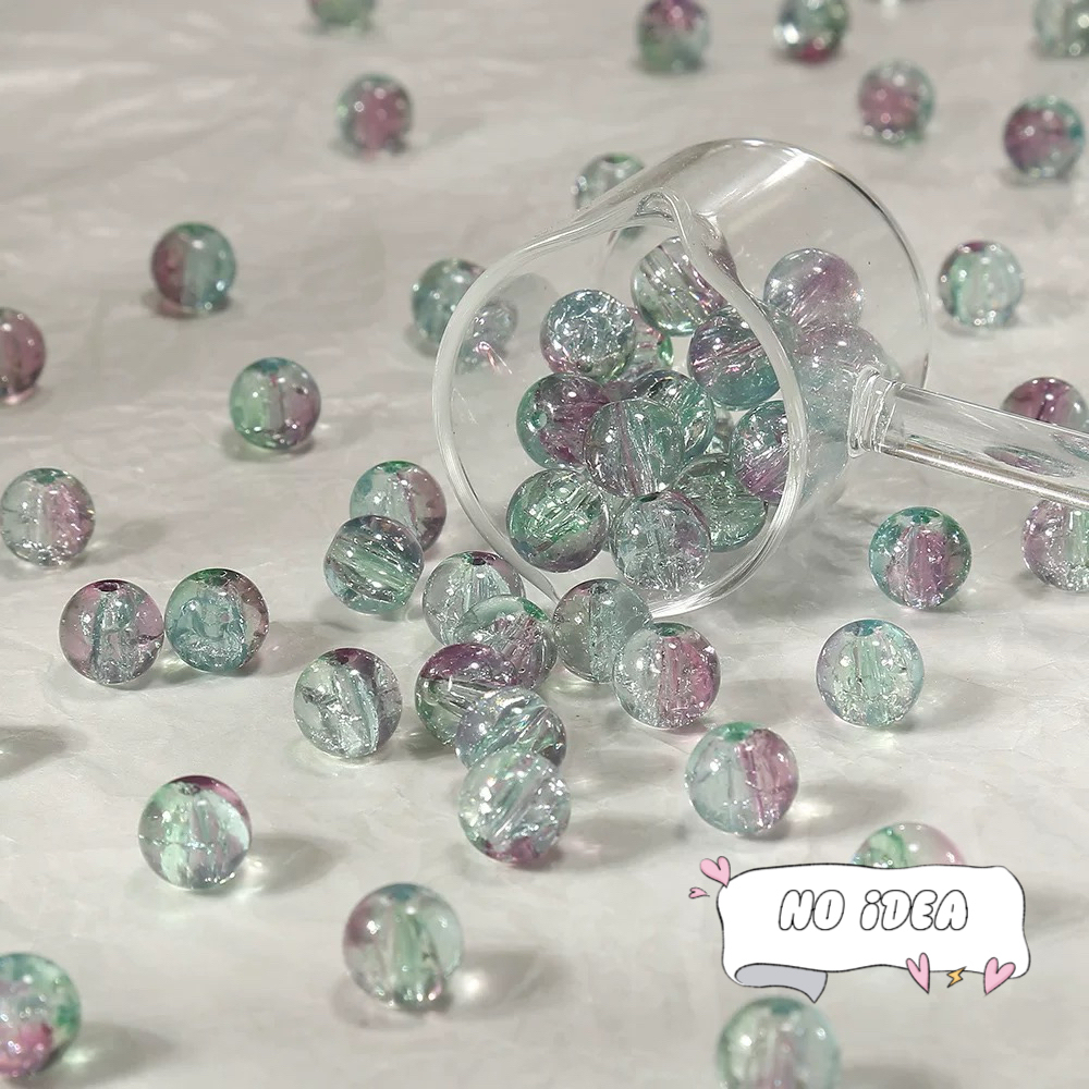  10mm Rainbow Galactic Ice Crackle Beads - 50pcs Multi-Color Space Beads for DIY Crafts