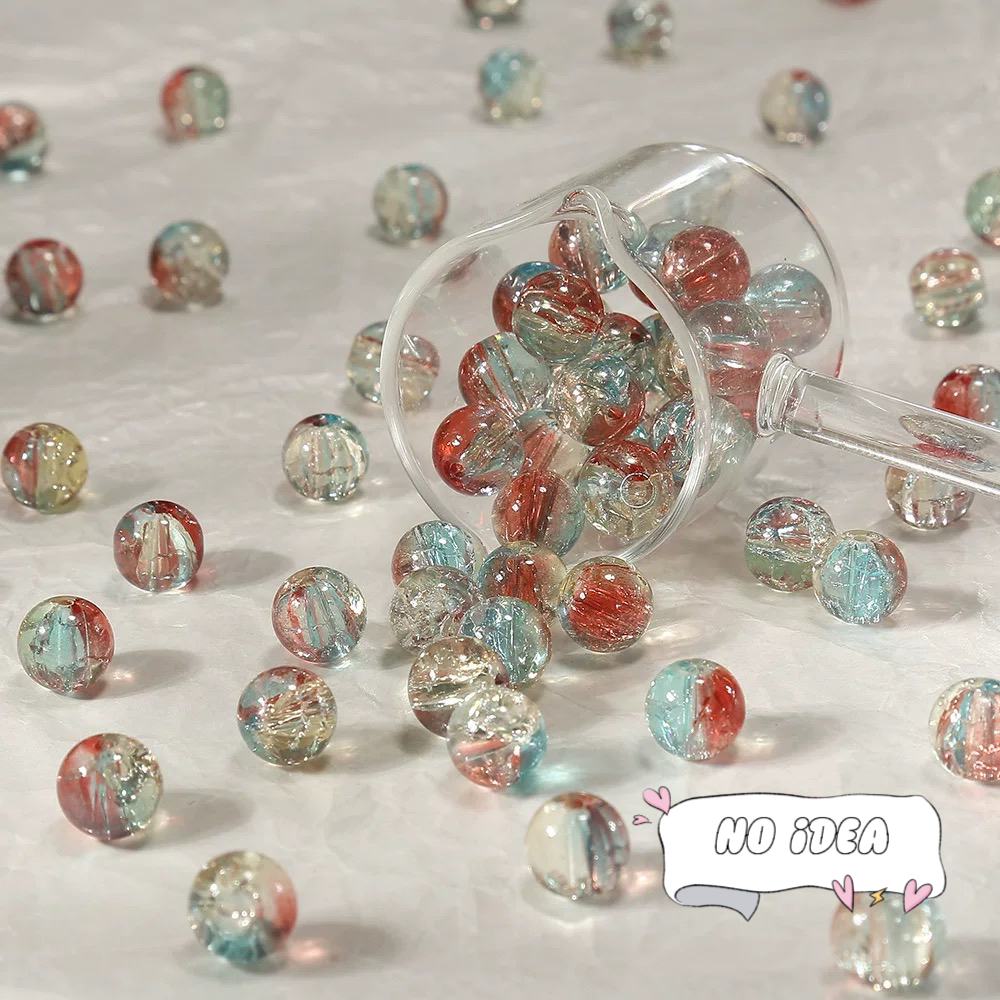  10mm Rainbow Galactic Ice Crackle Beads - 50pcs Multi-Color Space Beads for DIY Crafts