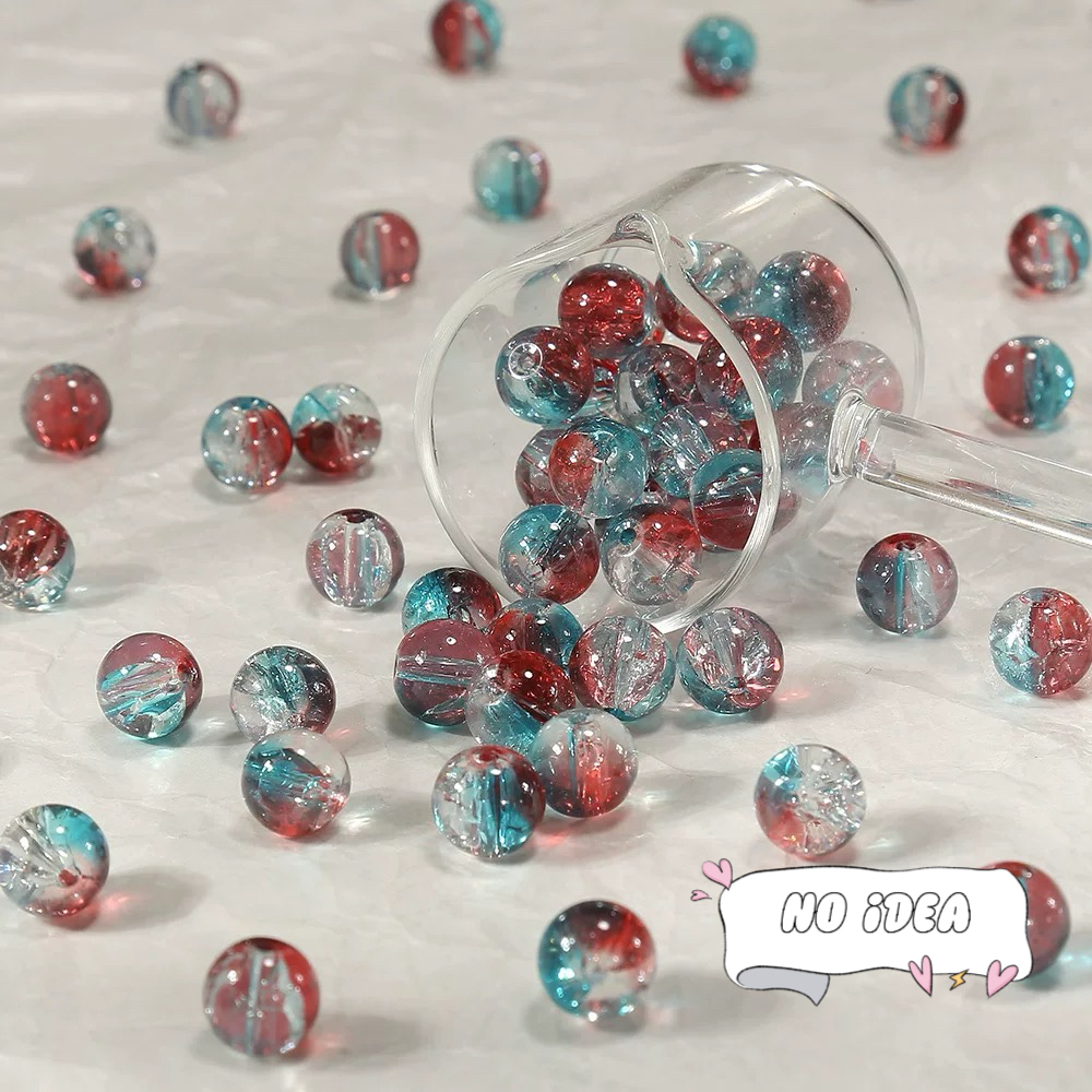  10mm Rainbow Galactic Ice Crackle Beads - 50pcs Multi-Color Space Beads for DIY Crafts