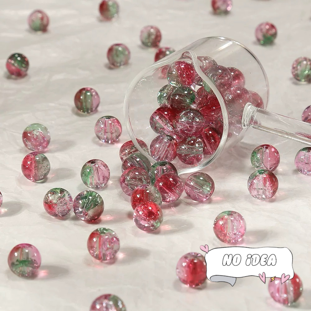  10mm Rainbow Galactic Ice Crackle Beads - 50pcs Multi-Color Space Beads for DIY Crafts