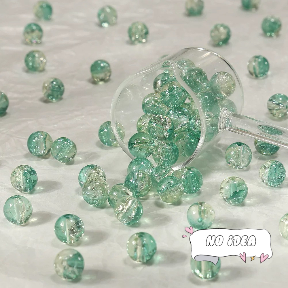  10mm Rainbow Galactic Ice Crackle Beads - 50pcs Multi-Color Space Beads for DIY Crafts