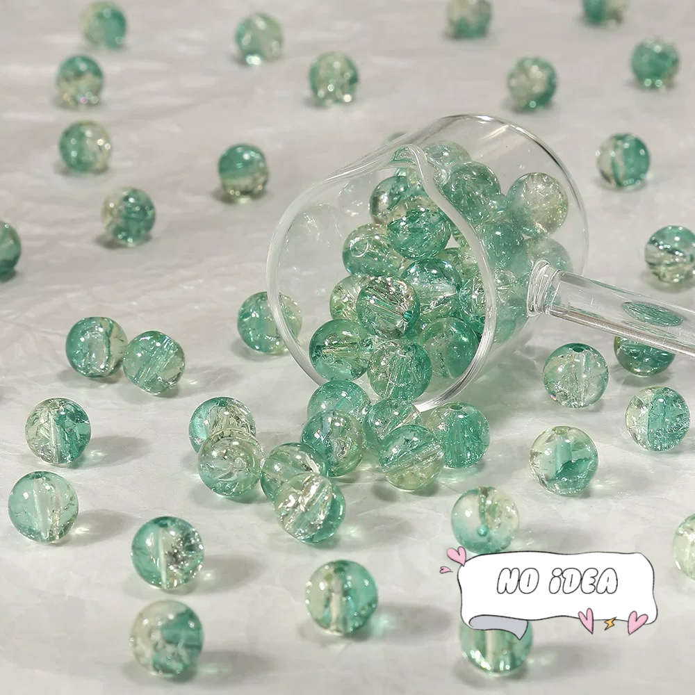  10mm Rainbow Galactic Ice Crackle Beads - 50pcs Multi-Color Space Beads for DIY Crafts