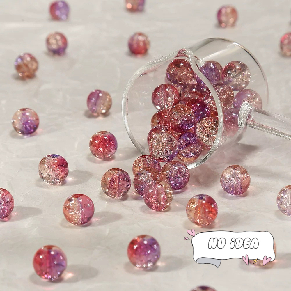  10mm Rainbow Galactic Ice Crackle Beads - 50pcs Multi-Color Space Beads for DIY Crafts