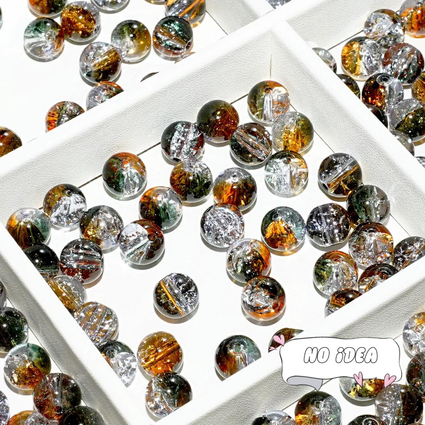  10mm Rainbow Galactic Ice Crackle Beads - 50pcs Multi-Color Space Beads for DIY Crafts