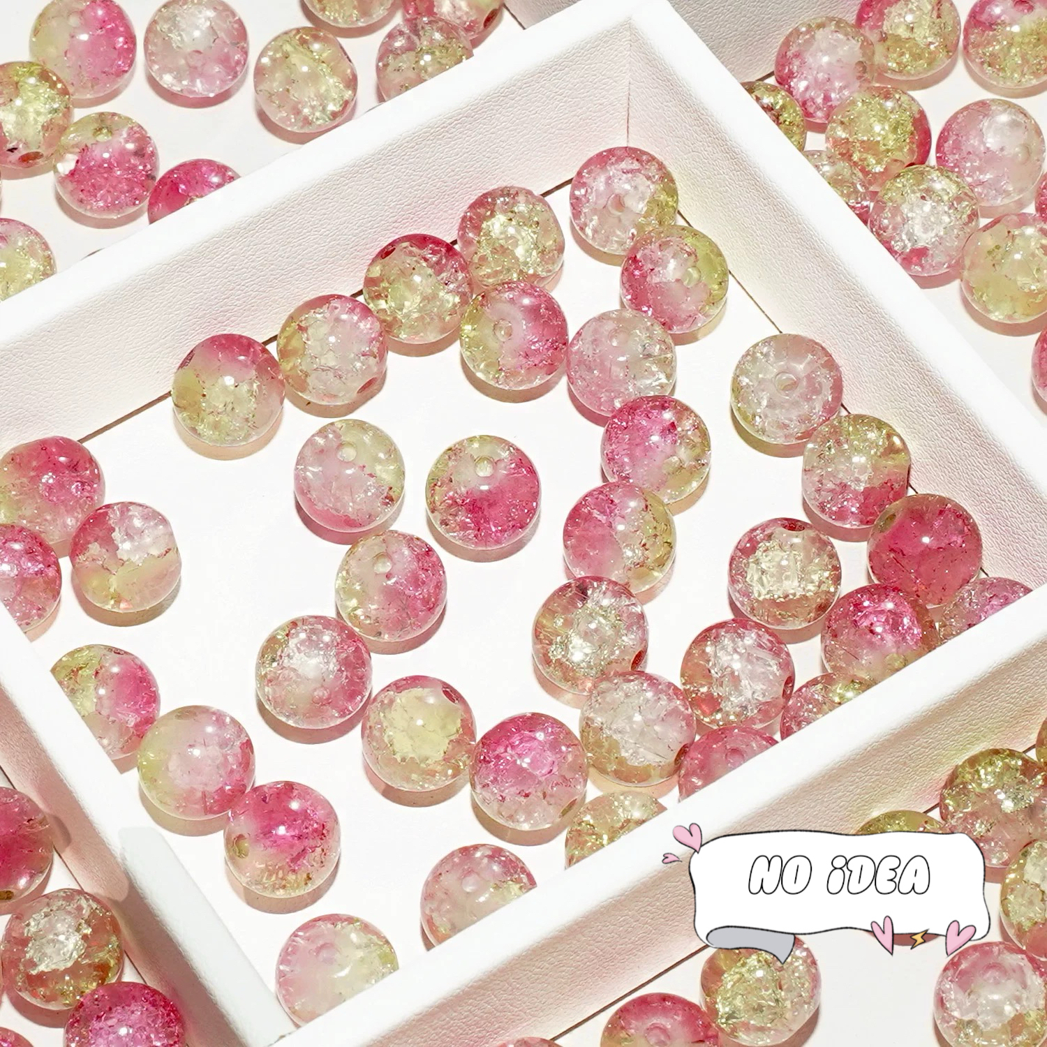  10mm Rainbow Galactic Ice Crackle Beads - 50pcs Multi-Color Space Beads for DIY Crafts