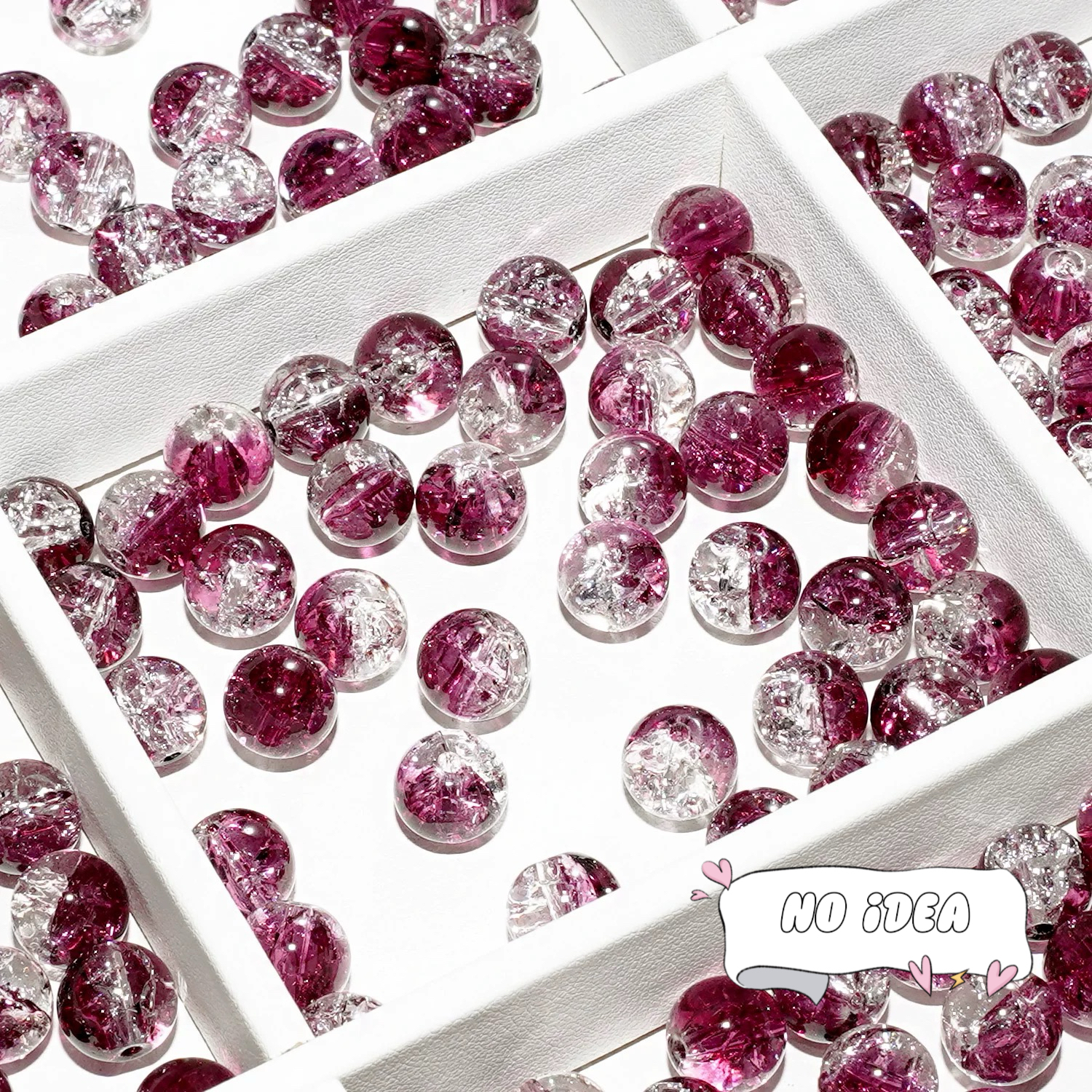  10mm Rainbow Galactic Ice Crackle Beads - 50pcs Multi-Color Space Beads for DIY Crafts