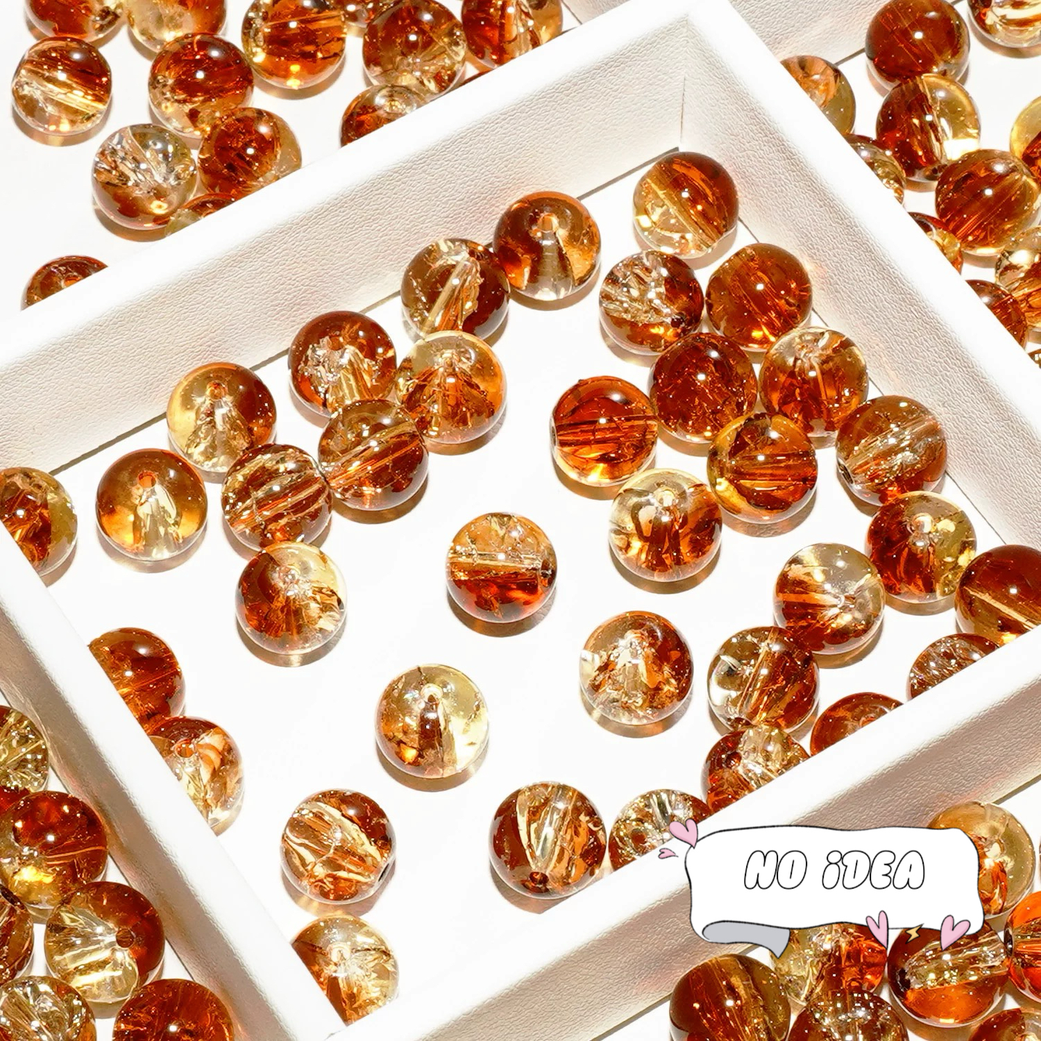  10mm Rainbow Galactic Ice Crackle Beads - 50pcs Multi-Color Space Beads for DIY Crafts