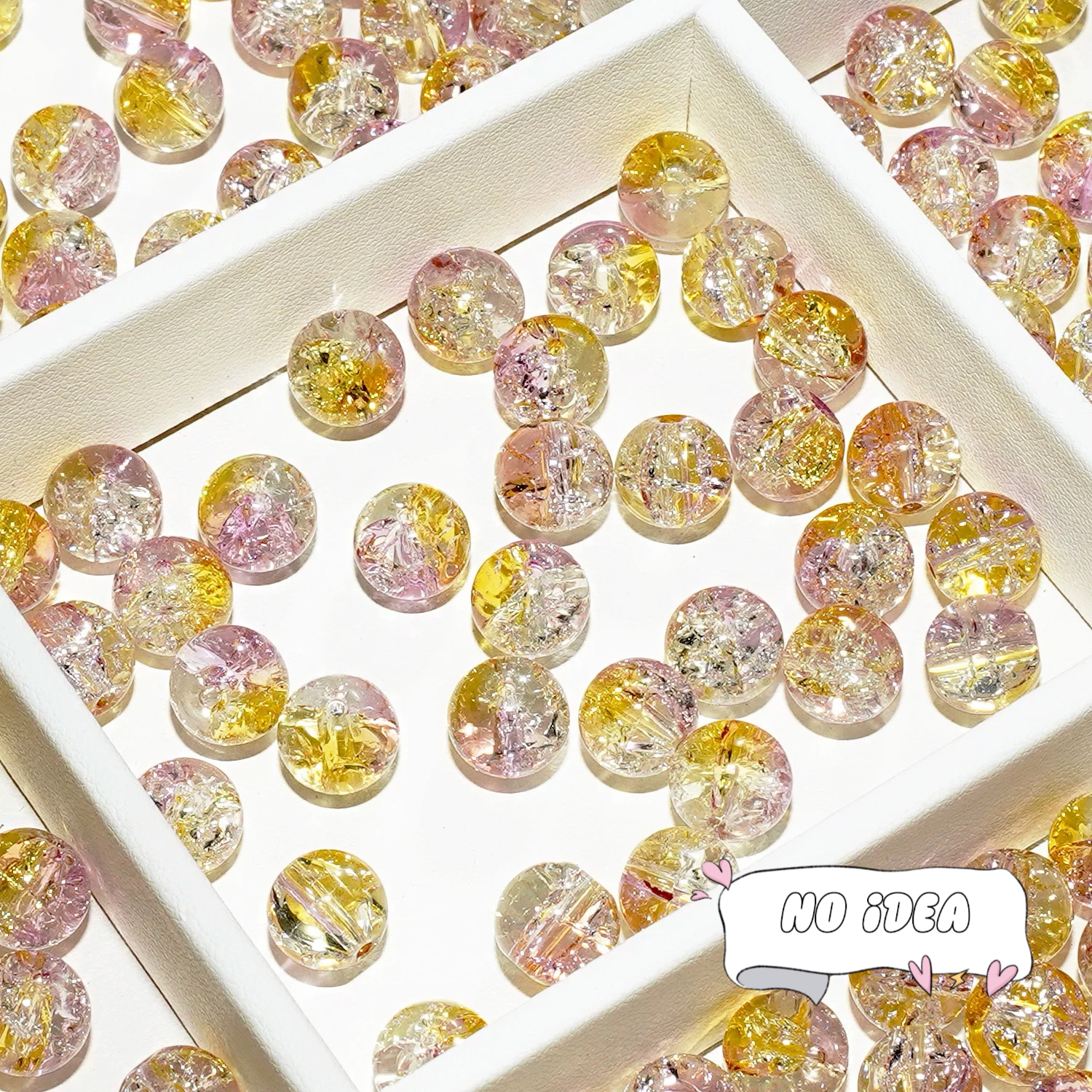  10mm Rainbow Galactic Ice Crackle Beads - 50pcs Multi-Color Space Beads for DIY Crafts