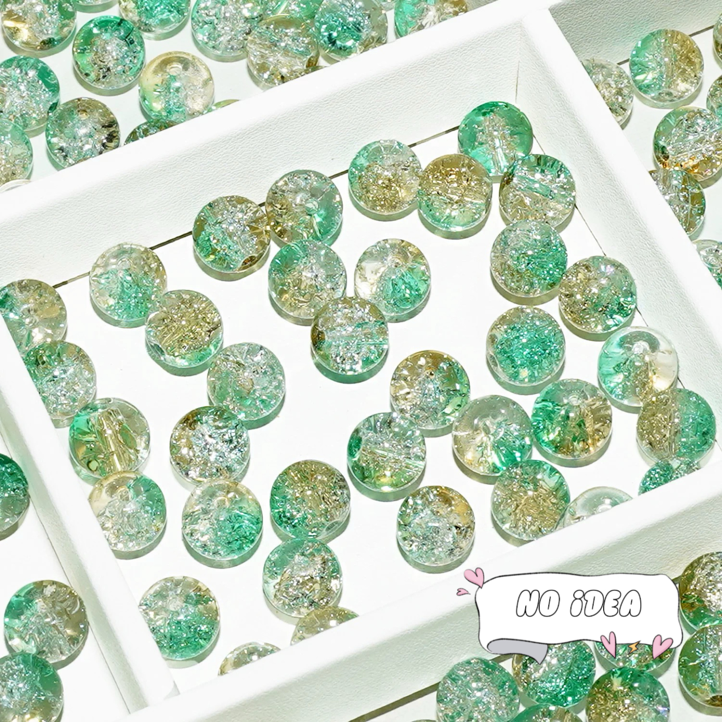  10mm Rainbow Galactic Ice Crackle Beads - 50pcs Multi-Color Space Beads for DIY Crafts