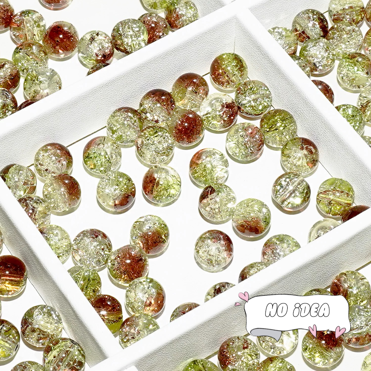  10mm Rainbow Galactic Ice Crackle Beads - 50pcs Multi-Color Space Beads for DIY Crafts