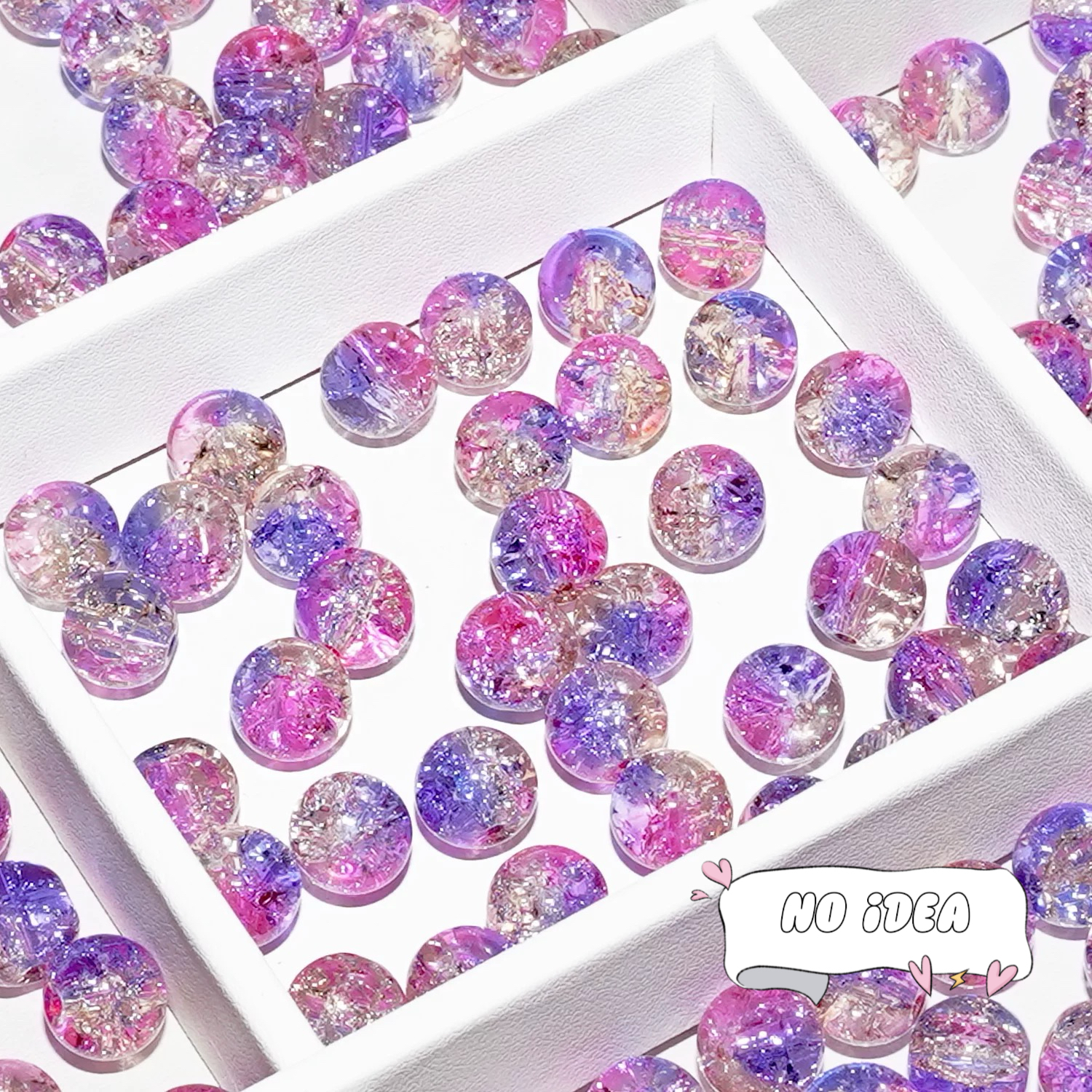 10mm Rainbow Galactic Ice Crackle Beads - 50pcs Multi-Color Space Beads for DIY Crafts