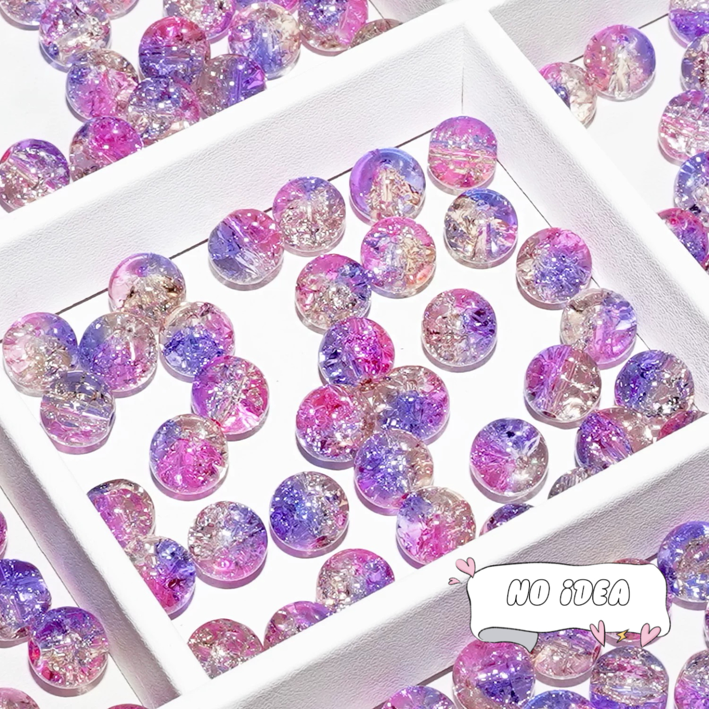 10mm Rainbow Galactic Ice Crackle Beads - 50pcs Multi-Color Space Beads for DIY Crafts