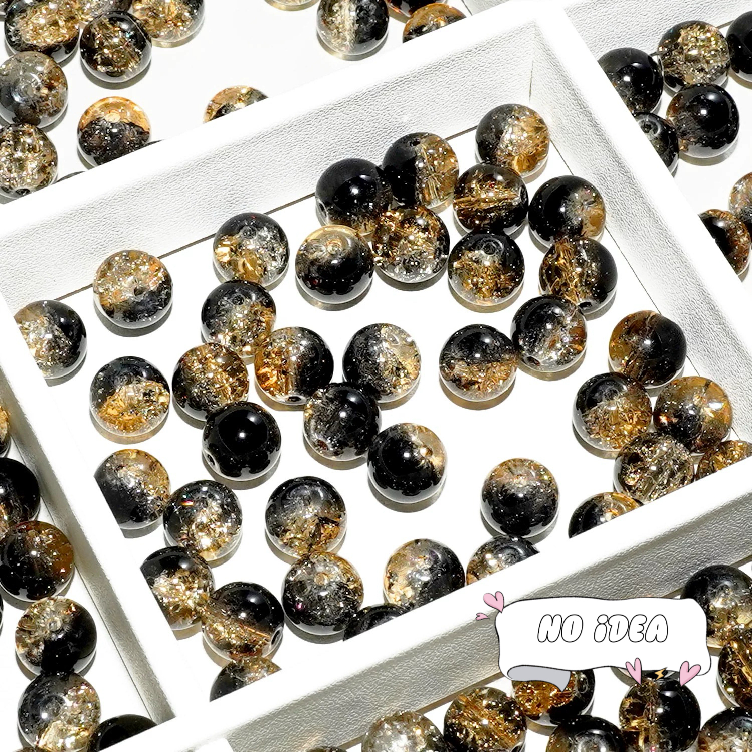  10mm Rainbow Galactic Ice Crackle Beads - 50pcs Multi-Color Space Beads for DIY Crafts