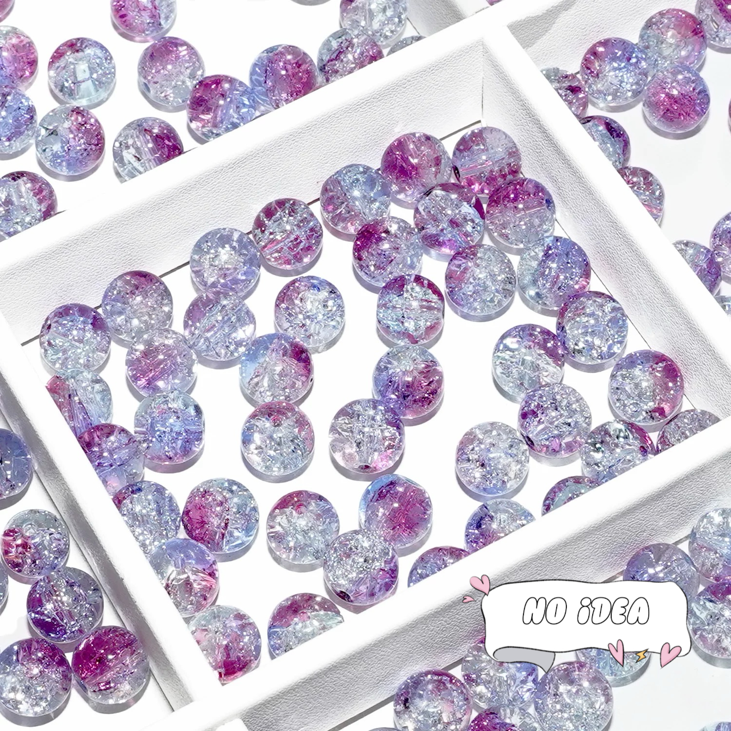  10mm Rainbow Galactic Ice Crackle Beads - 50pcs Multi-Color Space Beads for DIY Crafts