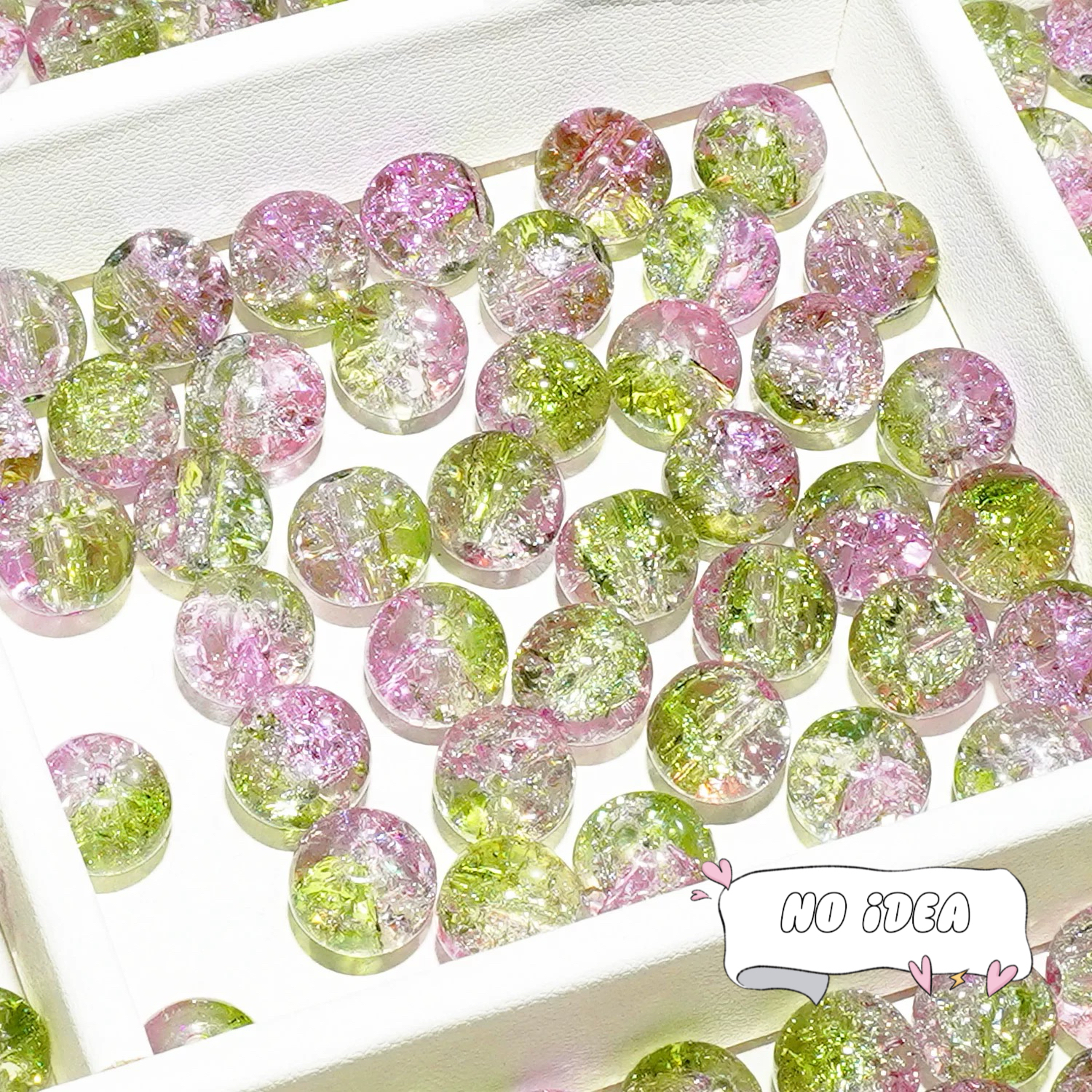  10mm Rainbow Galactic Ice Crackle Beads - 50pcs Multi-Color Space Beads for DIY Crafts