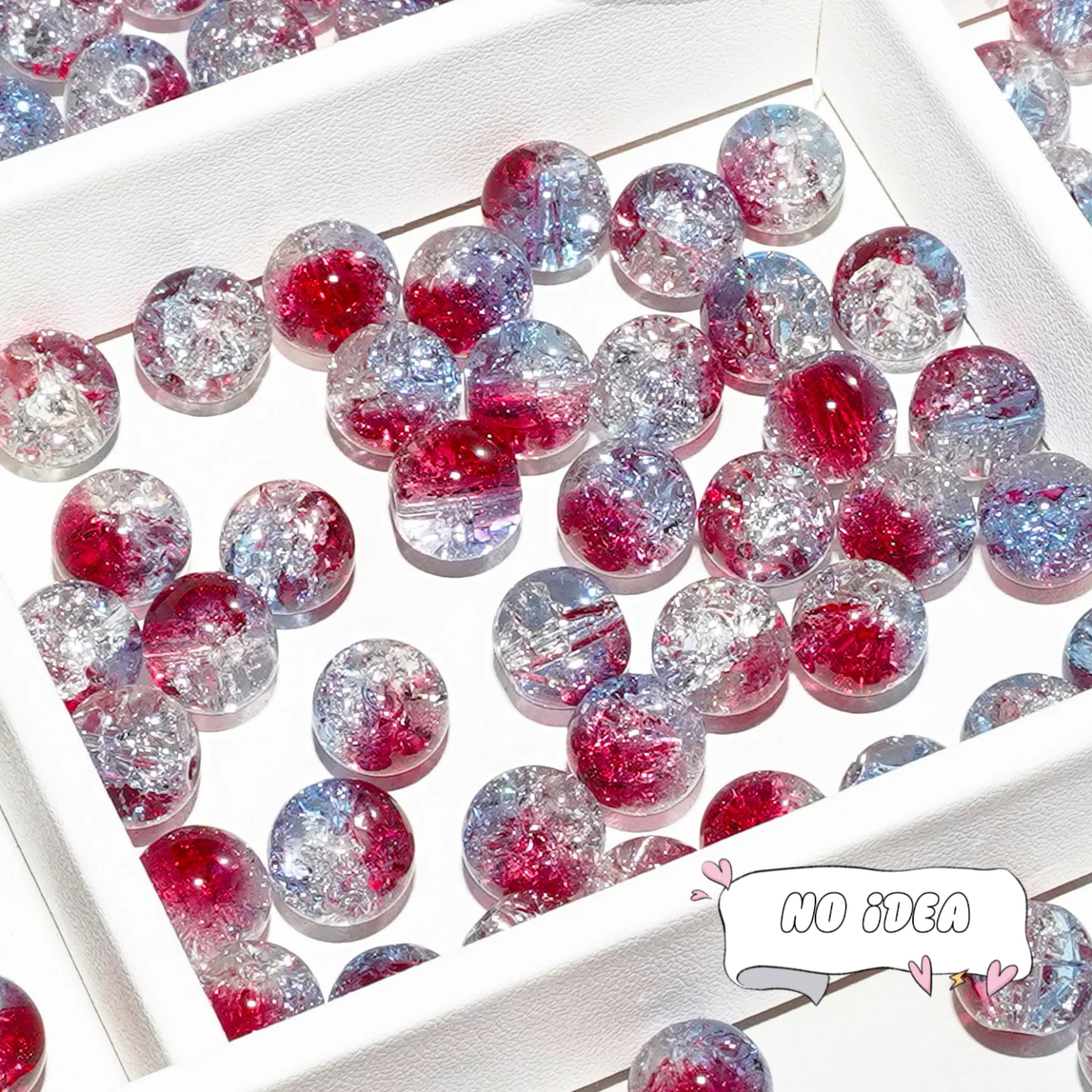  10mm Rainbow Galactic Ice Crackle Beads - 50pcs Multi-Color Space Beads for DIY Crafts