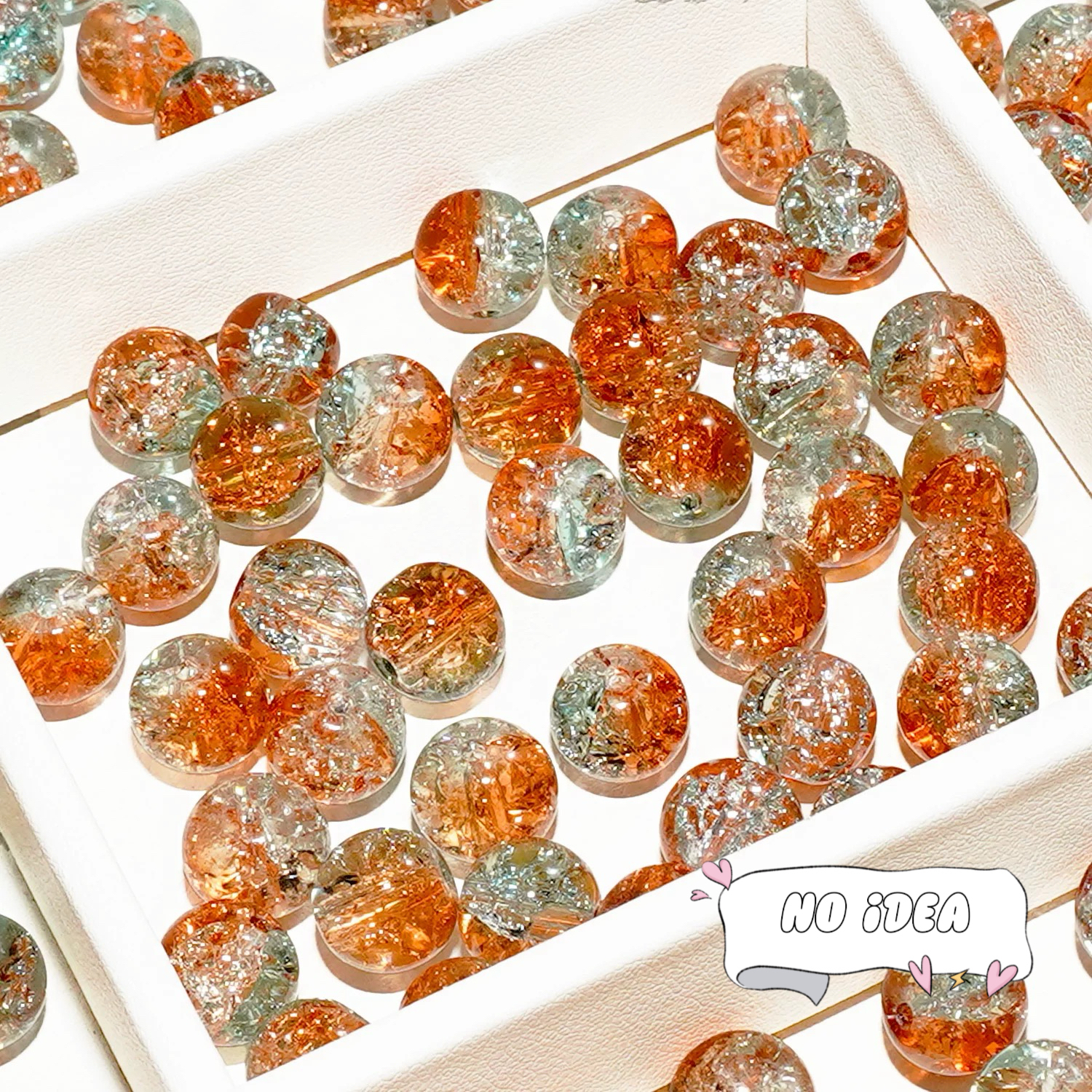  10mm Rainbow Galactic Ice Crackle Beads - 50pcs Multi-Color Space Beads for DIY Crafts